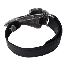 Rabeschadel Raven Skull Black Leather Bracelet by Alchemy Gothic